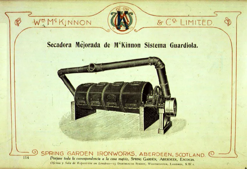 Secadora mejorada de McKinnon, sistema de José Guardiola, patentada en Estados Unidos en 1872.