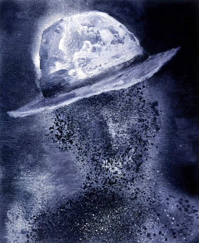 Pulverizado, 2002.
Tinta plateada y negra sobre madera, 60 x 50 cm
Tsu Chen Chen