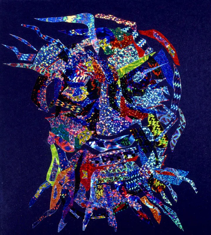 Sin título, 2002.
Collage de papel de holograma sobre papel negro, 40 x 30 cm Tsu Chen Chen
