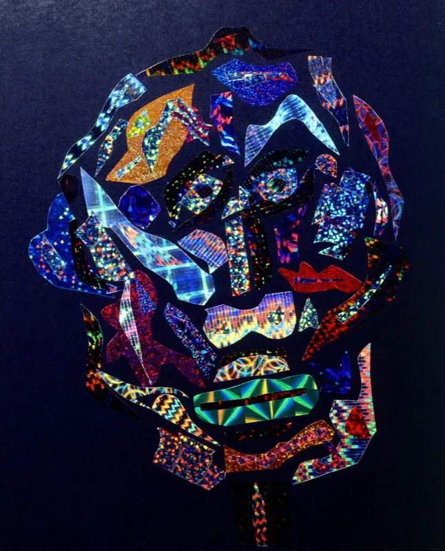 Sin título, 2002.
Collage de papel de holograma sobre papel negro. 40 x 30 cm Tsu Chen Chen