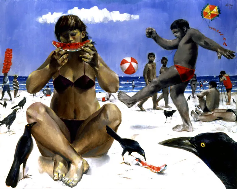 Juegos en la playa. 1995. leo sobre lienzo. 161 x 200 cm 