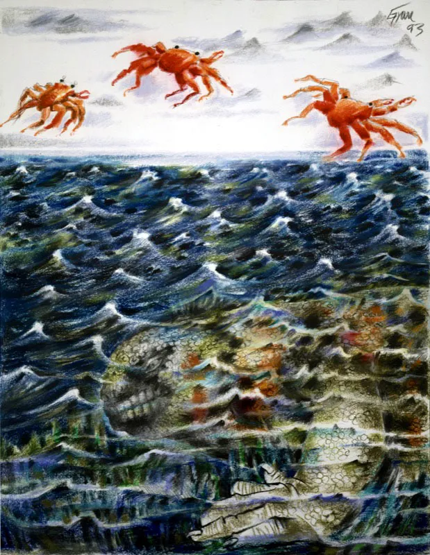 Galpagos, Iguanas. 1993. Carboncillo y pastel sobre papel. 140 x 110 cm 