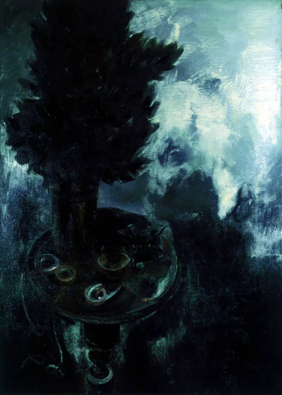 Naturaleza muerta con serpentinas. 1962. leo sobre lienzo. 110 x 80 cm 