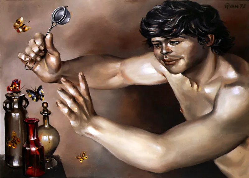 El cazador de mariposas. 1973. leo sobre lienzo. 80 x 110 cm 