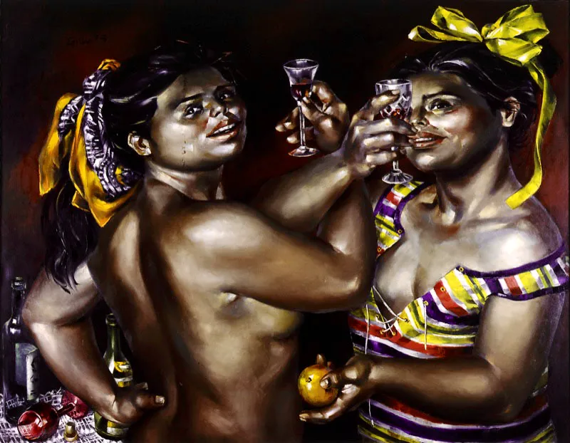 El brindis. 1973. leo sobre lienzo. 140 x 160 cm
 