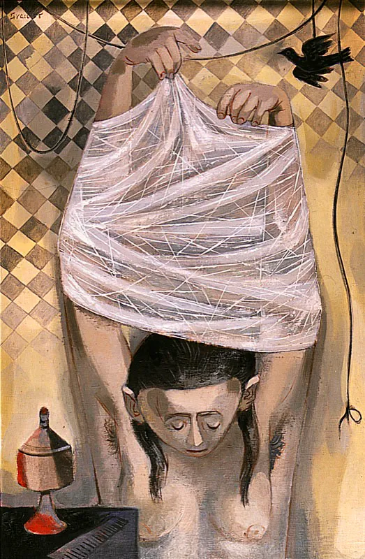 Mujer desvistindose. 1955. leo sobre lienzo. 93 x 61 cm. 