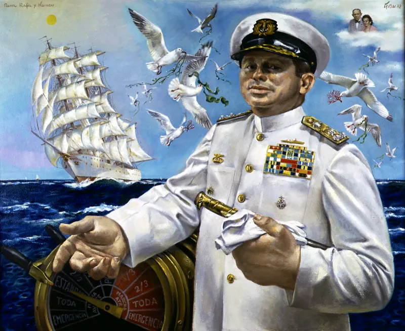 Apoteosis del almirante Rafael H. Grau. 1988. leo sobre lienzo. 140 x 170 cm 