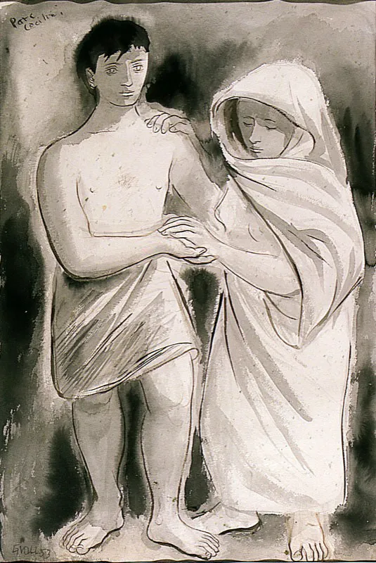 Viaje de Tobas y el ngel: El Compromiso. 1953. Tinta china y aguada sobre papel. 74 x 50 cm 