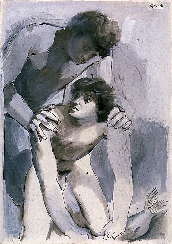 Tobas y el ngel. 1979. Tmpera y tinta sobre papel. 59 x 42 cm 