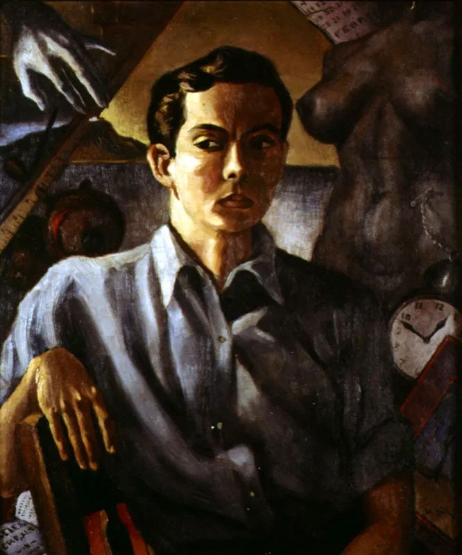 Autorretrato con smbolos. 1940. leo sobre lienzo. 57 x 50 cm 