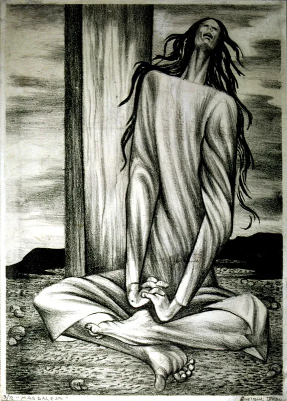 Magdalena al pie de la cruz. 1946. Litografa sobre papel. 50 x 30 cm 