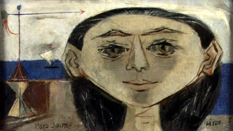 Nia con juguete. 1955. leo sobre lienzo. 19,5 x 35 cm 