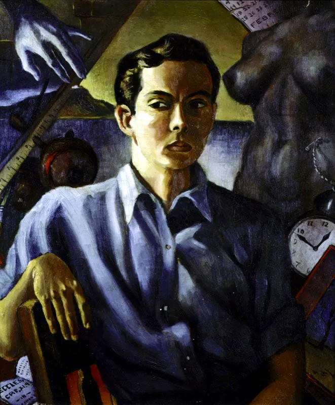 Autorretrato con smbolos. 1940. leo sobre lienzo. 57 x 50 cm 