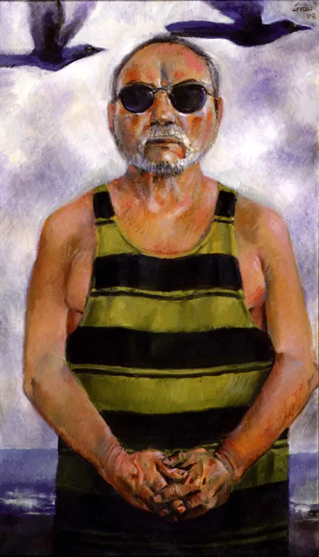 Autorretrato con mariamulatas. 1993. leo sobre lienzo. 141 x 81 cm 