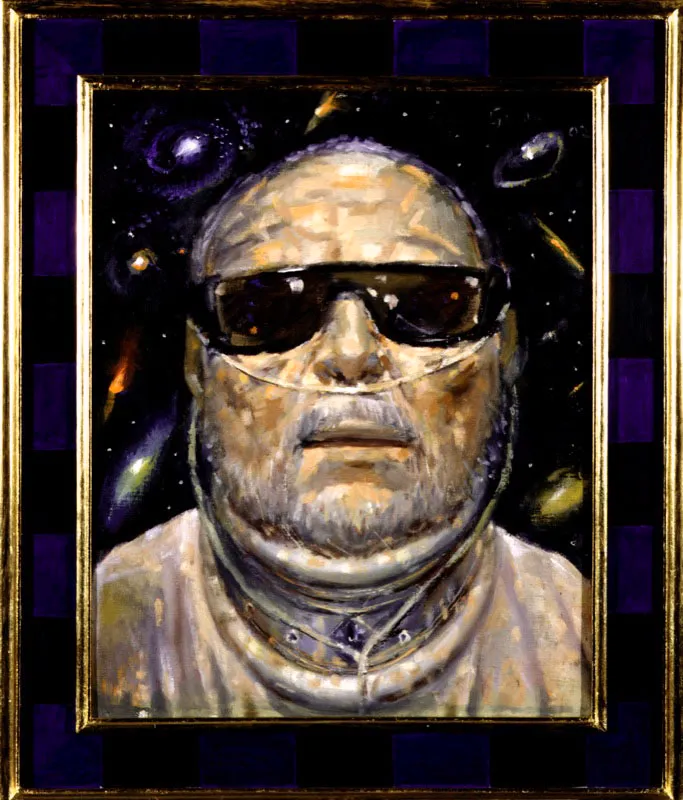 Autorretrato con galaxias. 2002. leo sobre lienzo. 67,5 x 57 cm 