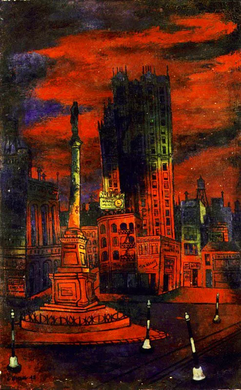 Columbus Circle NYC. 1942. leo sobre lienzo. 95,5 x61 cm 