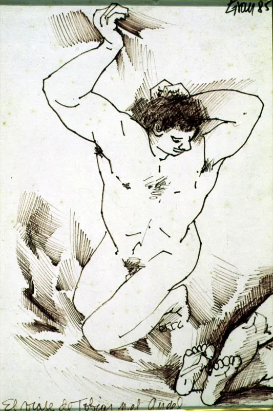 Tobas y el ngel. 1985. Tinta sobre papel. 26 x 17,5 cm 