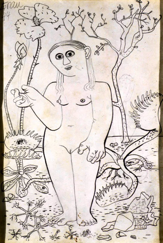 Eva en el paraso. 1944. Lpiz sobre papel. 25,5 x 17 cm 