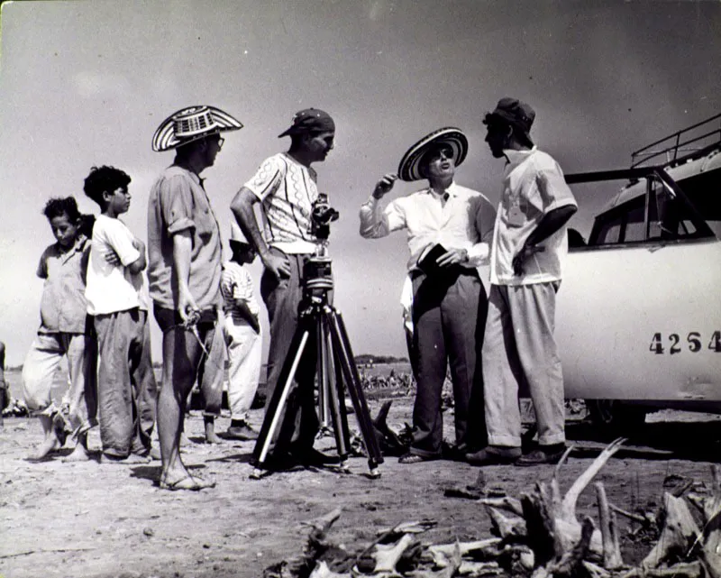La Langosta azul, filmación. Enrique Grau, Nereo López, Luis Vicens y Álvaro Cepeda. 1954.