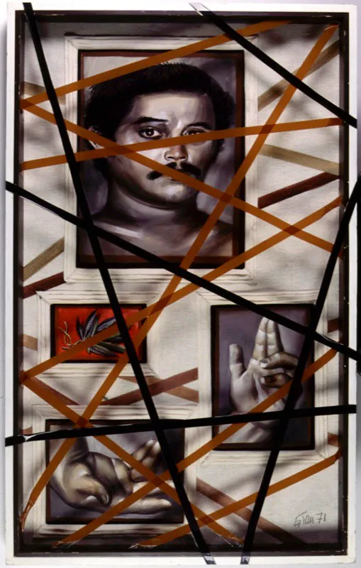 Fayum. 1971. Ensamblaje, tmpera y collage sobre papel. 112 x 68 x 10 cm. 