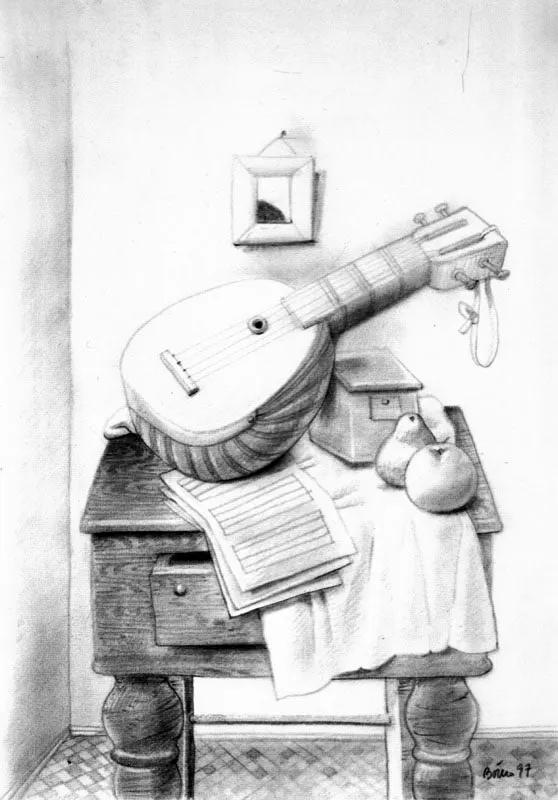 Naturaleza muerta, con mandolina, 1956.