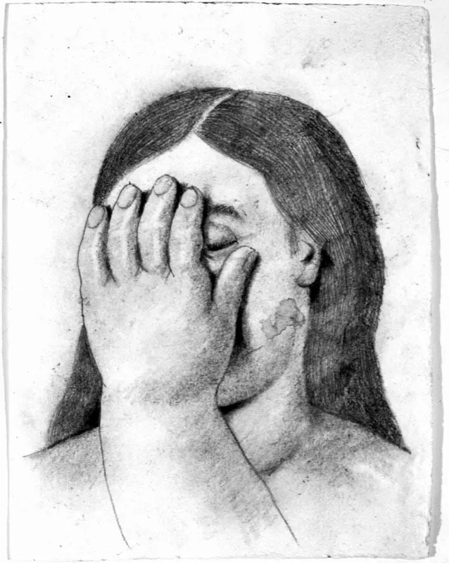 Mujer llorando. 
2002. 
Lpiz. 
39 x 30 cm 