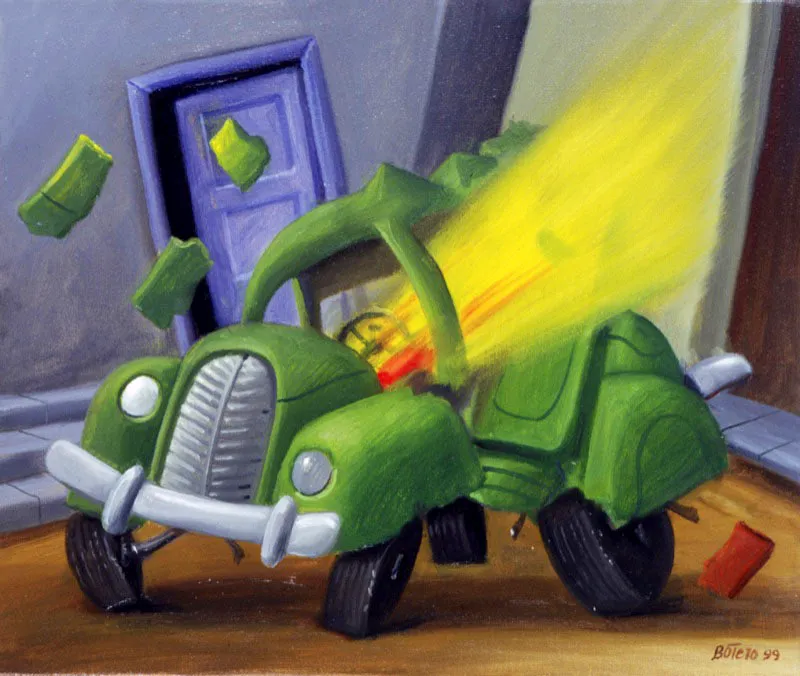 Carro bomba. 
1999. 
leo sobre lienzo. 
28 x 33 cm
 