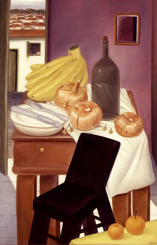 Mesa de cocina. 
1983. 
leo sobre lienzo. 
191 x 126 cm 