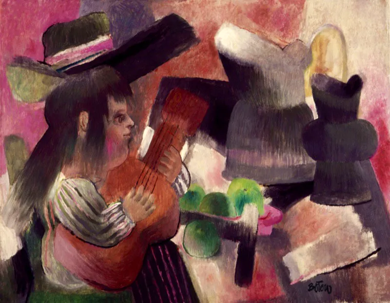 Leccin de guitarra. 
1960. 
leo sobre lienzo. 
191 x 246,3 cm 