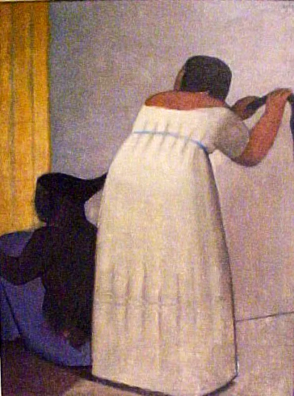 Mujeres peinndose / El peinador. 
1953. 
leo sobre lienzo. 
118 x 93,5 cm. 
Cedido en comodato por el Ministerio de Educacin Nacional 