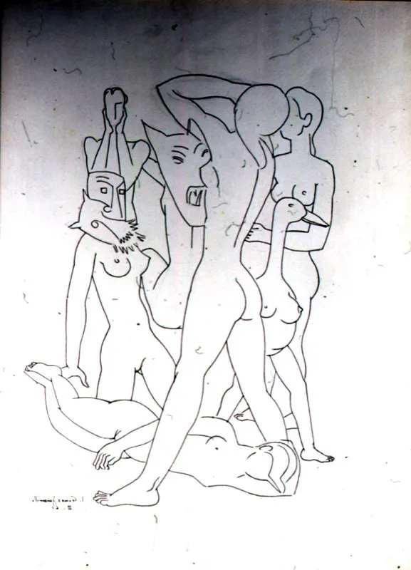 Máscaras / 1961 / Tinta sobre papel / 49 x 32 cm