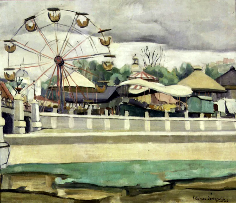 Parque de diversiones en Barcelona / sf / Óleo sobre lienzo / 61,5 x 76 cm
