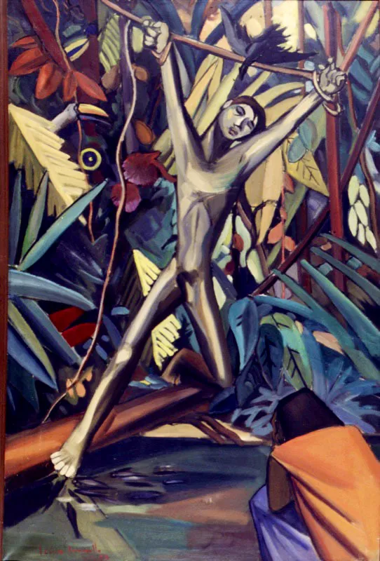 Violencia en la selva / 1955 / leo sobre lienzo / 156 x 106 cm 