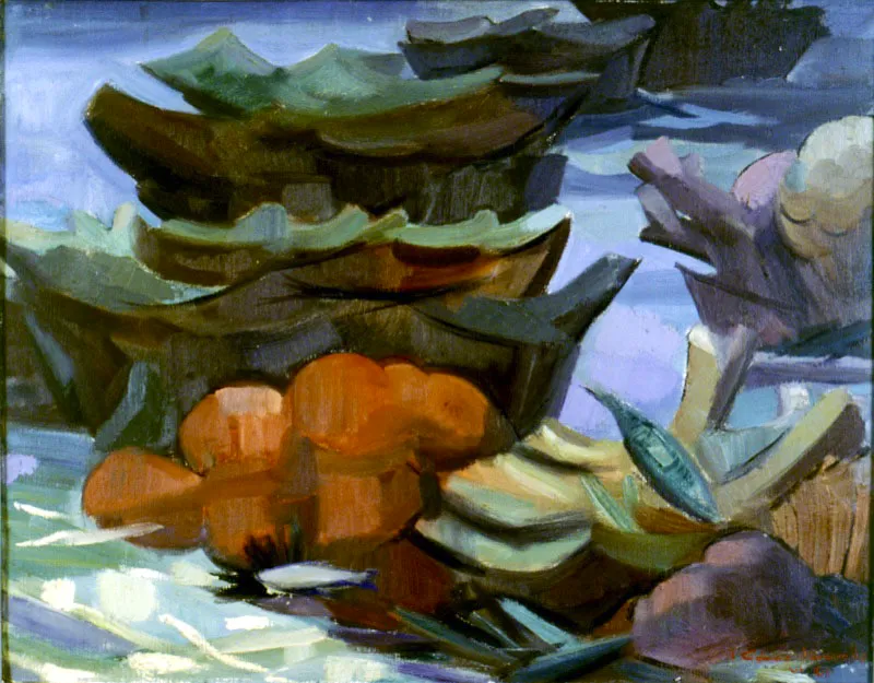 Paisaje submarino / 1961 / Óleo sobre lienzo / 70 x 90 cm