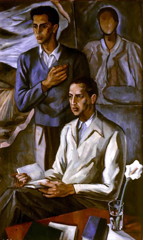 Jorge Zalamea y su hijo / 1949 / leo sobre lienzo / 176 x 106 cm 