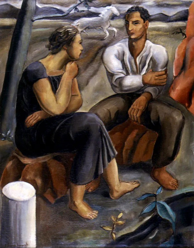 Diálogo / 1937 / Óleo sobre lienzo / 79 x 63 cm