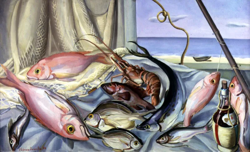 Gran naturaleza muerta / 1944 / Óleo sobre lienzo / 79 x 130 cm