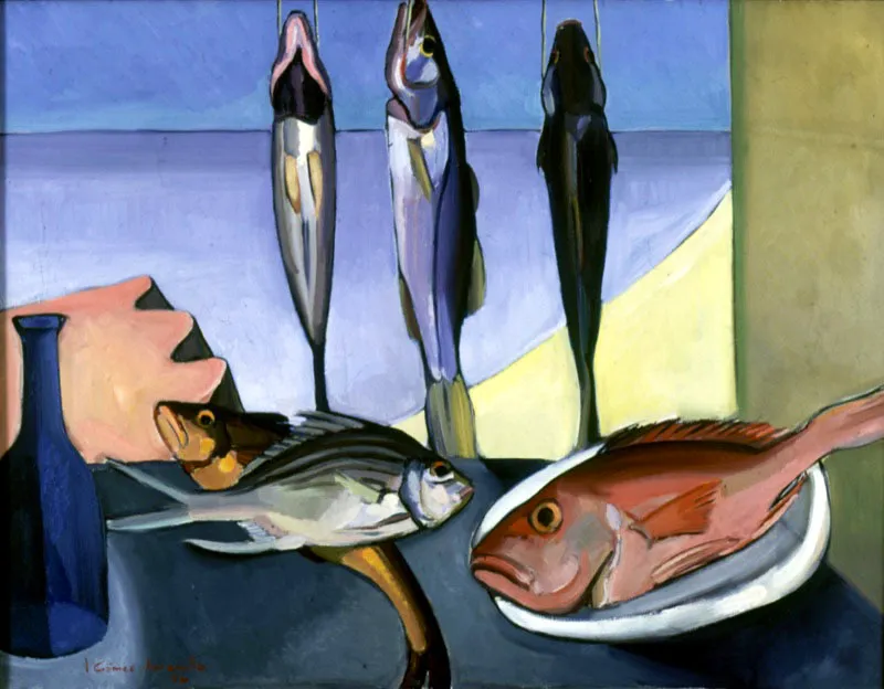 Peces / 1956 / leo sobre lienzo / 88 x 116 cm 