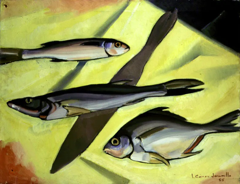 Peces / 1955 / leo sobre lienzo / 60 x 80 cm 