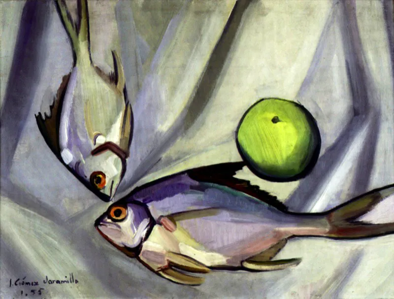 Bodegón con pescados / 1955 / Óleo sobre lienzo / 45 x 59,5 cm