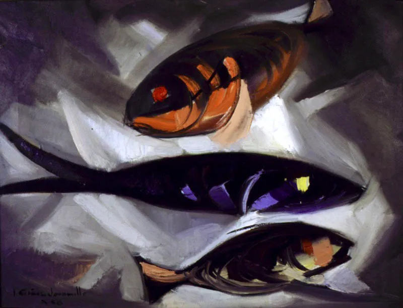 Tres peces / 1957 / leo sobre lienzo / 65 x 80 cm 