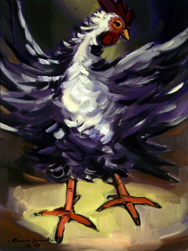 El gallo / 1959 / leo sobre lienzo / 36,5 x 41 cm 