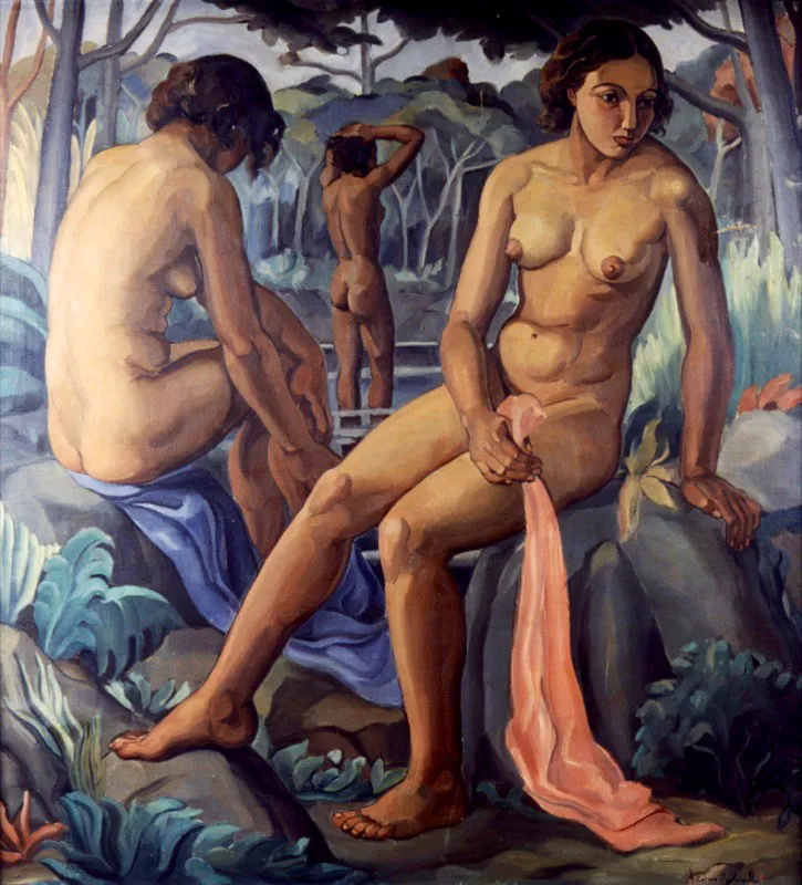 Figuras en el trpico / ca. 1940 / leo sobre lienzo / 130 x 120 cm 