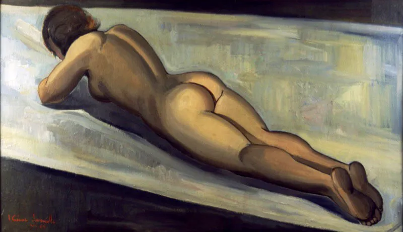 Desnudo sobre la arena/ 1964 / Óleo sobre lienzo / 80 x 136 cm