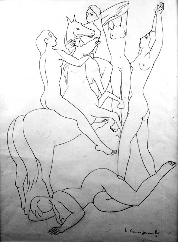 Escena mitológica / 1961 / Tinta sobre papel / 49 x 32 cm