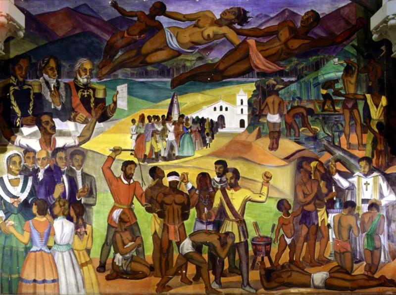 Mural de la Liberación de los esclavos, Palacio de la Cultura Rafael Uribe Uribe, Medellín / 1954 / Fresco / 7,79 x 5,53 m