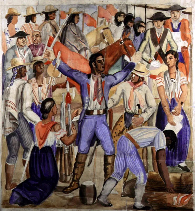 Los comuneros, estudio para mural / sf / Acuarela sobre papel / 84 x 78 cm