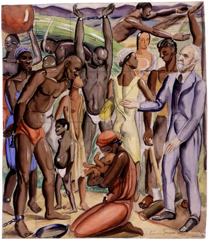 Estudio para el mural de la Liberación de los esclavos / sf / Acuarela sobre papel / 84 x 78 cm