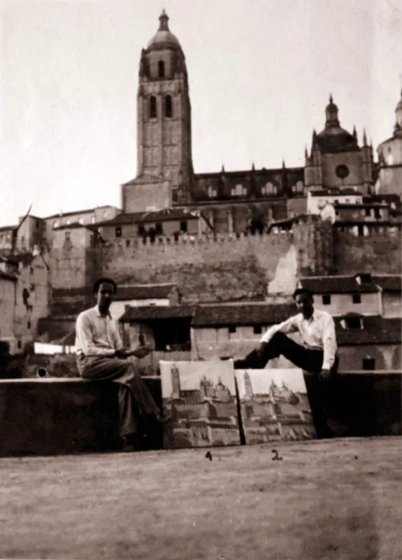 El pintor con un colega y amigo. Toledo, Espaa. ca. 1930. 