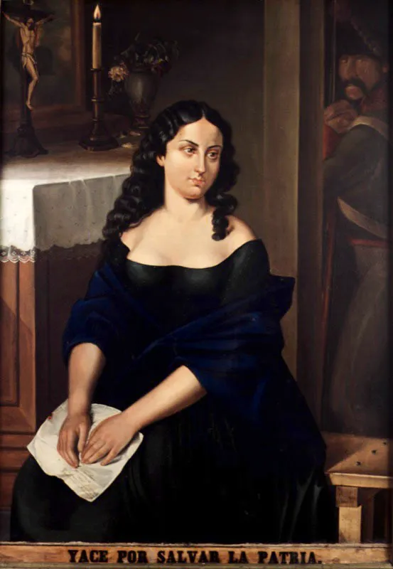 Epifanio Garay. Policarpa Salavarrieta, ca. 1890.
Óleo sobre lienzo, 132 x 93 cm
Epifanio Garay (1849 - 1903) es considerado con mucha razón como el máximo retratista en la historia del arte de nuestro país.
Por sus manos fue plasmada buena parte de la alta sociedad colombiana de fines del siglo xix. No obstante, en esta obra Garay presenta a una mujer de características opuestas a las de quienes frecuentaron su taller: Policarpa Salavarrieta, la humilde heroína de la independencia.
Garay realizó este cuadro basado en la representación que José María Espinosa (1796 - 1883) hizo de la heroína, que nunca fue retratada en vida. La diferencia más notoria entre su obra y la de Espinosa es la calma que denota el personaje. Sin embargo, oponiéndose a la serenidad de su figura, las manos de Policarpa delatan cierta dosis de ansiedad en el modo en que sostienen la carta en que resulta legible la firma de Alejandro Sabaraín, su novio.